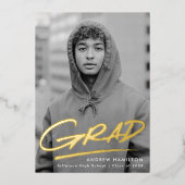 Dashed Afstudeerder Folie Foto Afstuderen bekendma Uitnodiging (Voorkant)