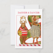 DASHER DANCER 3.5x5 Carte de Noël plate (Devant)