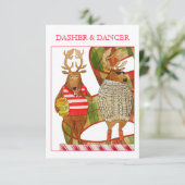 DASHER DANCER 3.5x5 Carte de Noël plate (Debout devant)
