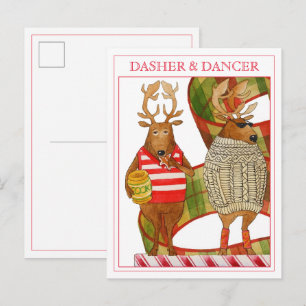 DASHER DANCER Ansichtkaart Feestdagenkaart