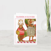 DASHER DANCER Carte de note de Noël (Dos)