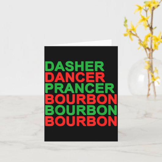 Dasher Dancer Prancer & Bourbon Christmas Holi Kaart (Gele Bloem)