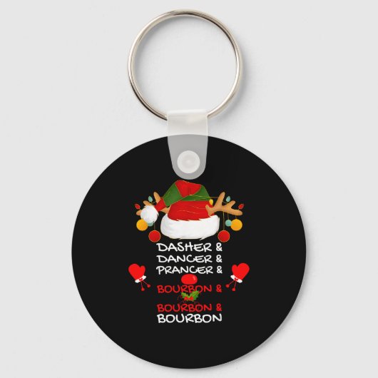 Dasher Dancer Prancer & Bourbon Christmas Holi Sleutelhanger (Voorkant)