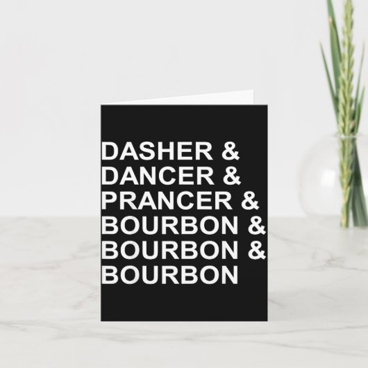 Dasher Dancer Prancer &amp; Bourbon Grappige Kerst Kaart (Voorkant)