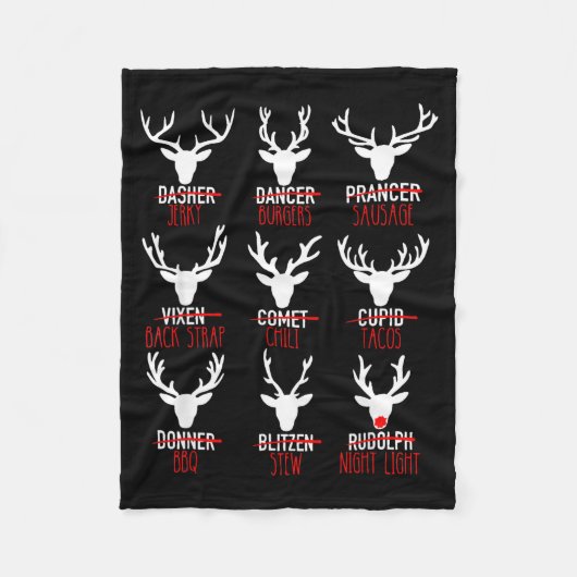 Dasher Dancer Prancer & Bourbon Kerst Viering Fleece Deken (Voorkant)