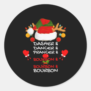 Dasher Dancer Prancer & Bourbon kerstfeest Ronde Sticker