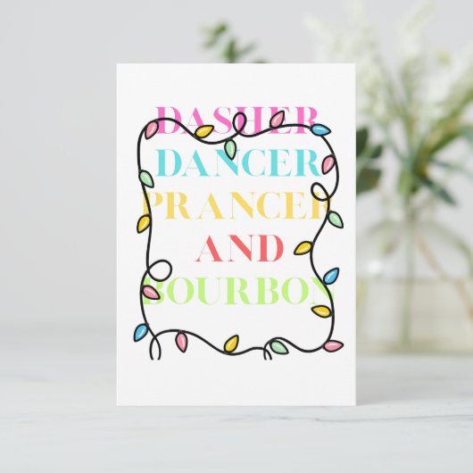 Dasher Dancer Prancer and Bourbon Bedankkaart (Staand voorkant)