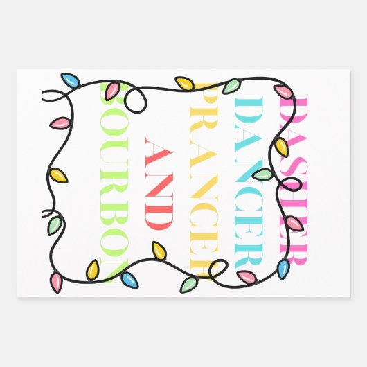 Dasher Dancer Prancer and Bourbon Inpakpapier Vel (Voorkant 2)