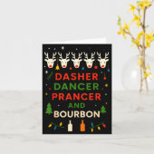 Dasher Dancer Prancer Bourbon Christmas Funny Holi Kaart (Gele Bloem)