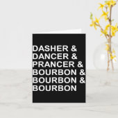 Dasher Dancer Prancer & Bourbon Grappige Kerstmis Kaart (Gele Bloem)