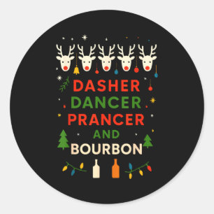 Dasher Dancer Prancer Bourbon Kerst Misplaatste Ho Ronde Sticker