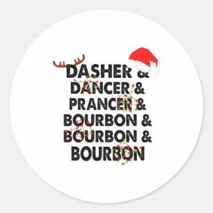 Dasher Dancer Prancer & Bourbon Kerstmis Ronde Sticker