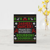 Dasher Dancer Prancer Bourbon Ugly Christmas Santa Kaart (Gele Bloem)