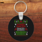 Dasher Dancer Prancer Bourbon Ugly Christmas Santa Sleutelhanger (Voorkant)