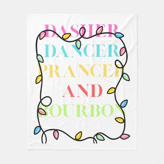Dasher Dancer Prancer en Bourbon Fleece Deken (Voorkant)