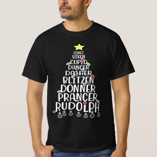 Dasher Dancer Prancer Funny Reindeer Names T-shirt (Voorkant)