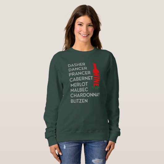 Dasher Dancer Prancer Noël Vin Sweatshirt (Devant entier)
