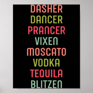 Dasher Dancer Prancer Vixen Moscato Vodka Tequila Poster