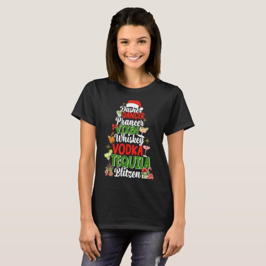 Dasher Dancer Prancer Vixen Moscato Vodka Tequila  T-shirt (Voorkant volledig)