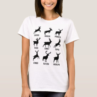 Dasher Dancer Prancer Vixen Reindekerst T-shirt
