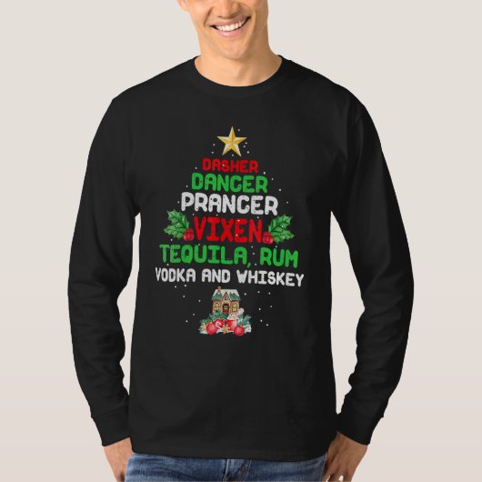 Dasher Dancer Prancer Vixen  Tequila Rum Vodka Whi T-shirt (Voorkant)