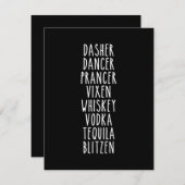 Dasher Dancer Prancer Vixen Whiskey Vodka Tequila Bedankkaart (Voorkant / Achterkant)