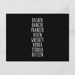 Dasher Dancer Prancer Vixen Whiskey Vodka Tequila Briefkaart