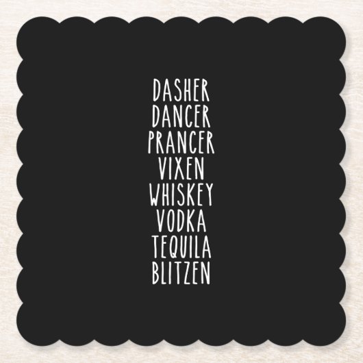 Dasher Dancer Prancer Vixen Whiskey Vodka Tequila Kartonnen Onderzetters (Voorkant)