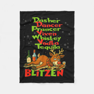 Dasher Dancer Whiskey Vodka Tequila Blitzen Christ Fleece Deken