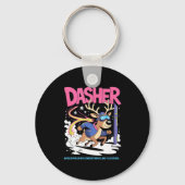 Dasher Reindeer Christmas Speeding Fun Sleutelhanger (Voorkant)