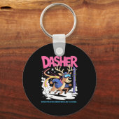 Dasher Reindeer Christmas Speeding Fun Sleutelhanger (Voorkant)