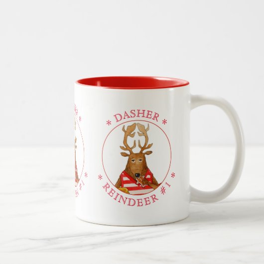 DASHER REINDEER Rouge Mug à deux tons (Droit)