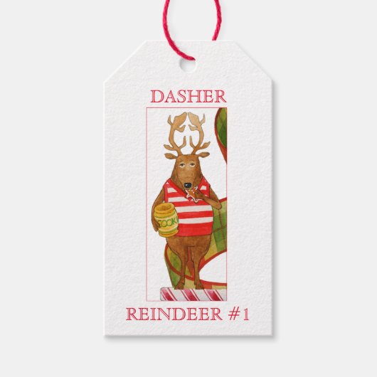 DASHER RENDIER Gift Labels Cadeaulabel (Voorkant)