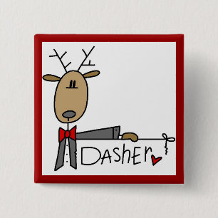 Dasher Rendier Kerst T-shirts en Cadeaus Vierkante Button 5,1 Cm