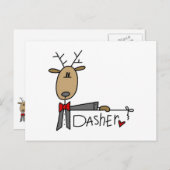 Dasher Rendier Kerstmis T-shirts en geschenken Feestdagenkaart (Voorkant / Achterkant)