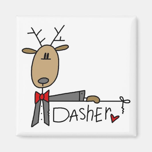 Dasher Rendier Kerstmis T-shirts en geschenken Magneet (Voorkant)