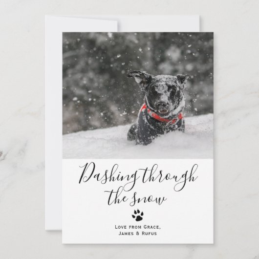 Dashing à travers la carte de Noël de chien de com (Devant)