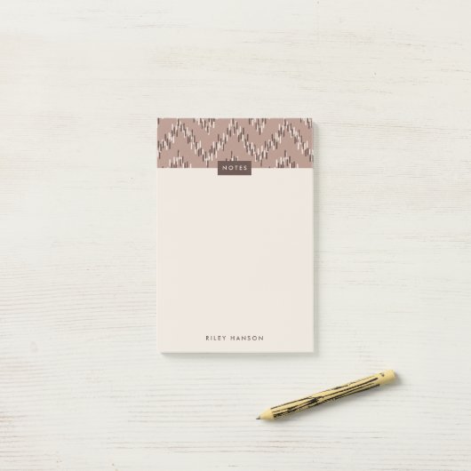 Dashing Boho Ikat Zig Zag Motif Post-It - Brown (Sur un bureau)