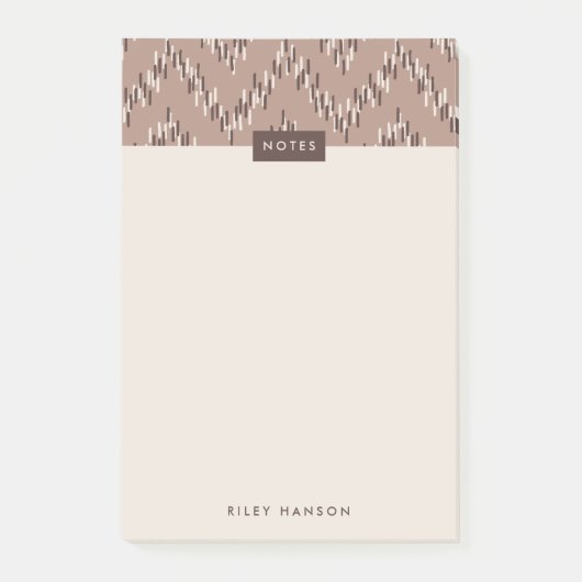 Dashing Boho Ikat Zig Zag Pattern Post-it - Brown Post-it® Notes (Voorkant)