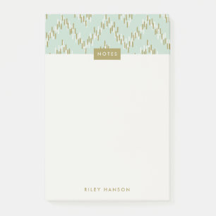 Dashing Boho Ikat Zig Zag Pattern Post-it - Green Post-it® Notes