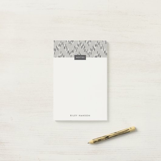 Dashing Boho Ikat Zig Zag Pattern Post-it - Grey Post-it® Notes (Op bureau)