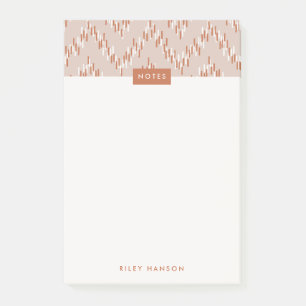 Dashing Boho Ikat Zig Zag Pattern Post-it - Rust Post-it® Notes