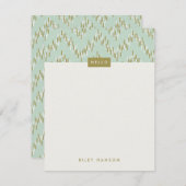 Dashing Boho Ikat Zig Zag Stationery - Green (Voorkant / Achterkant)