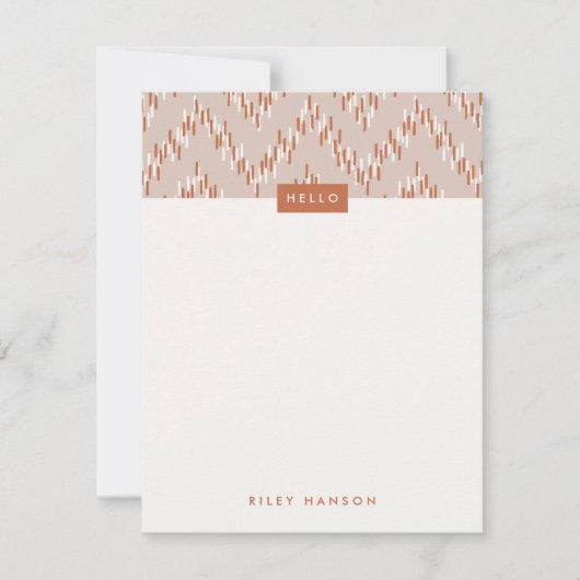 Dashing Boho Ikat Zig Zag Stationery - Rust (Voorkant)