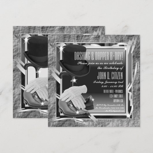 Dashing Custom 5.25 X 5.25 Invitations - Argent (Devant / Derrière)