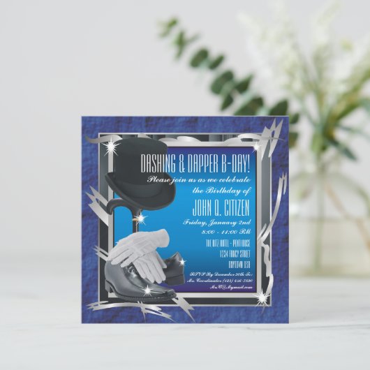 Dashing Custom 5.25 X 5.25 Invitations - Bleu (Debout devant)