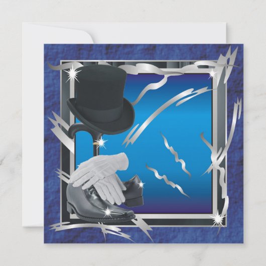 Dashing Custom 5.25 X 5.25 Invitations - Bleu (Dos)