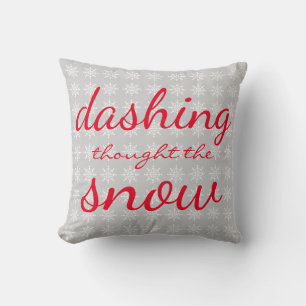 Dashing dacht aan sneeuwsneeuwflake kerstgrijs kussen