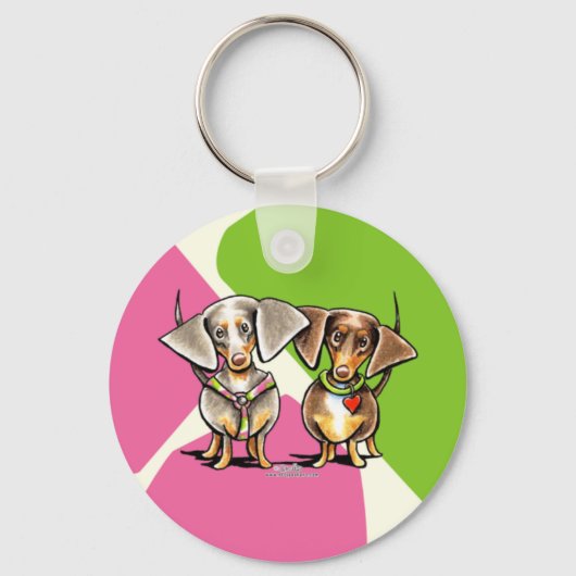 Dashing Dapped Dachshunds Sleutelhanger (Voorkant)