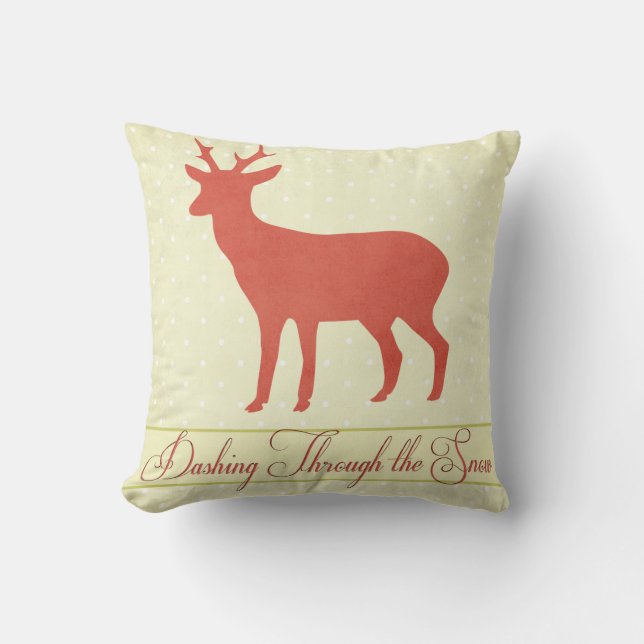 Dashing Deer Coussin - Crème Pois d1 (Recto)